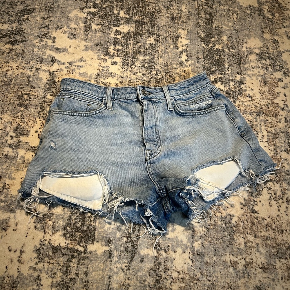 Forever 21 Light Blue Distressed Jean Shorts